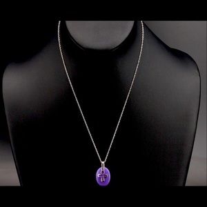 Solid sterling silver necklace with polished quartz